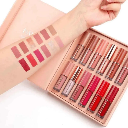 HANDAIYAN 12-Color Matte Liquid Lipstick Set | Velvet Finish | Waterproof | Long-Lasting | All Skin Types