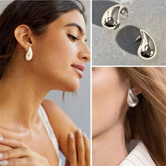 Chunky Dome Drop Earrings for Women | Glossy Thick Teardrop Hoop Earrings Dupes