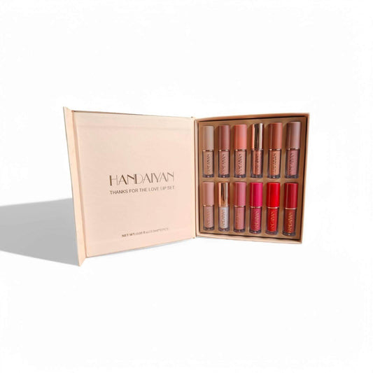 HANDAIYAN 12-Color Matte Liquid Lipstick Set | Velvet Finish | Waterproof | Long-Lasting | All Skin Types