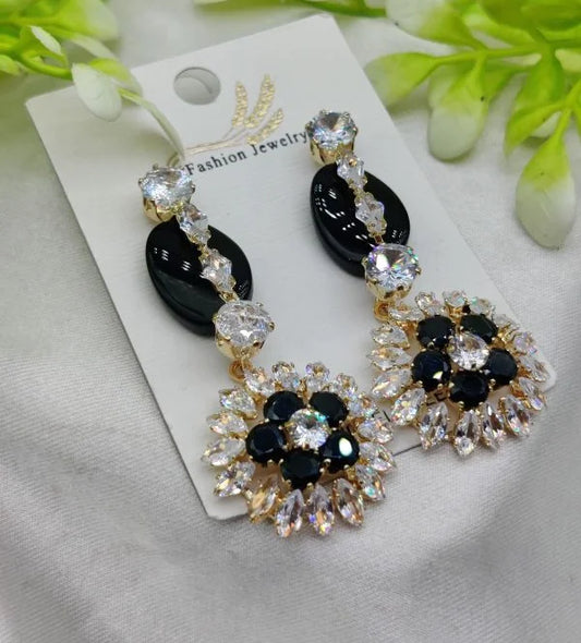 Imported Radiant Luxe Crystal Bloom Earrings | Elegant Hypoallergenic Gold-Plated Jewelry