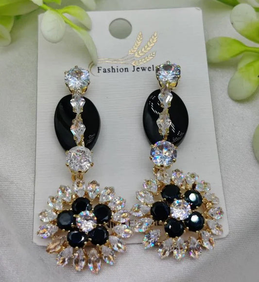 Imported Radiant Luxe Crystal Bloom Earrings | Elegant Hypoallergenic Gold-Plated Jewelry